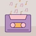 purple cassette and music notes