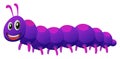 Purple caterpillar crawling on white background
