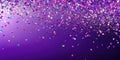 Purple celebration a cascade of vibrant confetti falling against a deep purple background. Generative AI Royalty Free Stock Photo