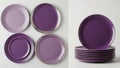Purple ceramic dinner plates set isolated on white background Royalty Free Stock Photo