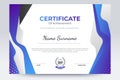 Purple certificate of achievement template. Flat certificate template design with trend color