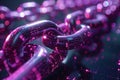 Purple chain with binary code on black background, blockchain concept, technology and business digital data transfer Royalty Free Stock Photo
