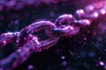 Purple chain with binary code on black background, blockchain concept, technology and business digital data transfer Royalty Free Stock Photo