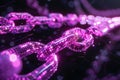 Purple chain with binary code on black background, blockchain concept, technology and business digital data transfer Royalty Free Stock Photo