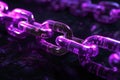 Purple chain with binary code on black background, blockchain concept, technology and business digital data transfer Royalty Free Stock Photo