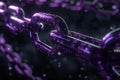 Purple chain with binary code on black background, blockchain concept, technology and business digital data transfer Royalty Free Stock Photo