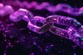 Purple chain with binary code on black background, blockchain concept, technology and business digital data transfer Royalty Free Stock Photo