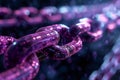 Purple chain with binary code on black background, blockchain concept, technology and business digital data transfer Royalty Free Stock Photo