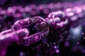 Purple chain with binary code on black background, blockchain concept, technology and business digital data transfer Royalty Free Stock Photo