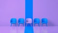 Purple Chair That Stands Out From the Blue Chairs Crowd Royalty Free Stock Photo
