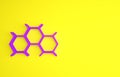 Purple Chemical formula icon isolated on yellow background. Abstract hexagon for innovation medicine, health, research