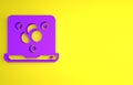 Purple Chemical formula icon isolated on yellow background. Abstract hexagon for innovation medicine, health, research