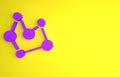 Purple Chemical formula icon isolated on yellow background. Abstract hexagon for innovation medicine, health, research