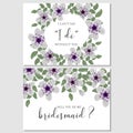 Purple cherry blossom bridesmaid card template