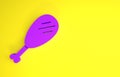 Purple Chicken leg icon isolated on yellow background. Chicken drumstick. Minimalism concept. 3d illustration 3D render