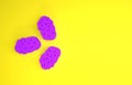 Purple Chicken nuggets icon isolated on yellow background. Minimalism concept. 3d illustration 3D render