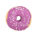 Purple chocolate donut with chocolate crumbles, isolated, white background
