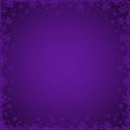 Purple Christmas background with square frame of snowflakes. Merry Christmas and Happy New Year greeting banner. Square new year