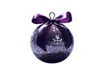 Purple Christmas ball with ribbon and a bow on white background. Generative AI Royalty Free Stock Photo