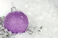 Purple Christmas bauble with silver beads Royalty Free Stock Photo