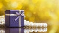 Purple christmas gift box banner Royalty Free Stock Photo