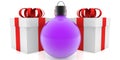 Purple Christmas pump in the foreground for gift boxes Royalty Free Stock Photo