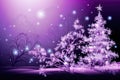 Purple christmas tree with baubles on purple background, created using generative ai technology Royalty Free Stock Photo