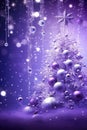 Purple christmas tree and baubles on purple background, created using generative ai technology Royalty Free Stock Photo