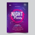 Purple circle Glitch Night dance party music poster template.