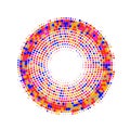 Purple Circle Pattern Halftone. Yellow Graphic Dots Halftone. Orange Dots Vector. Green Dots Grunge. Royalty Free Stock Photo