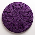 Purple Circular Decorative Molding With Detailed Foliage In The Style Of Janine Antoni