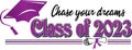 Purple Class of 2023 Chase your dreams  Banner Royalty Free Stock Photo