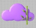 Purple Cloud with Green Plant Royalty Free Stock Photo