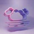 Purple Cloud icon isolated on purple background. Minimalism concept. 3D render illustration Royalty Free Stock Photo