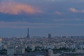 Purple Clouds Over Paris and Eiffel Tower With Buildings Royalty Free Stock Photo
