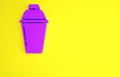 Purple Cocktail shaker icon isolated on yellow background. Minimalism concept. 3d illustration 3D render Royalty Free Stock Photo