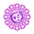 Purple color of chakra symbol crown concept, flower floral