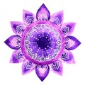 Purple color of chakra symbol crown concept, flower floral