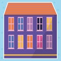 Purple color house sticker in flat style. Modern icon for banner design. Modern illustration. Sticker style. Royalty Free Stock Photo