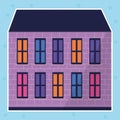 Purple color house sticker in flat style. Modern icon for banner design. Modern illustration. Sticker style. Royalty Free Stock Photo