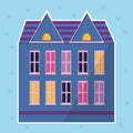 Purple color house sticker in flat style. Modern icon for banner design. Modern illustration. Sticker style. Royalty Free Stock Photo