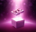 Purple color open gift box