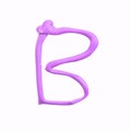 Purple color painted alphabet, Letters B isolate. (clipping path).