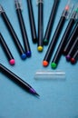 A purple color pen with the rest out of focus Royalty Free Stock Photo