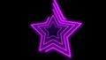 Purple colored bright neon lines shaping stars on black background. 3d render, neon lights, virtual reality Royalty Free Stock Photo