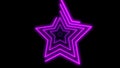 Purple colored bright neon lines shaping stars on black background. 3d render, neon lights, virtual reality Royalty Free Stock Photo