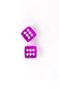 Purple colored isolated pair dice Royalty Free Stock Photo