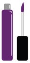 Clipart of a purple-colored lip gloss left opened and a black cap over white background, vector or color illustration