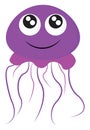 A purple-colored smiling jellyfish/Free-swimming marine animal vector or color illustration