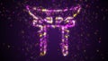 Purple Colorful Shiny Shinto Symbol Torii Gate Dotted Lines Silhouette With Glitter Sparkle Particles